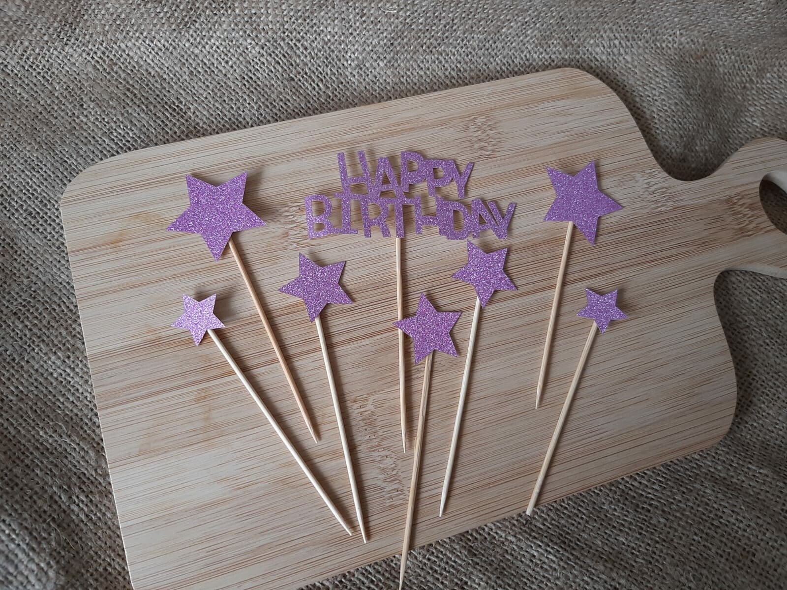 Taarttopper Happy birthday met sterren roze