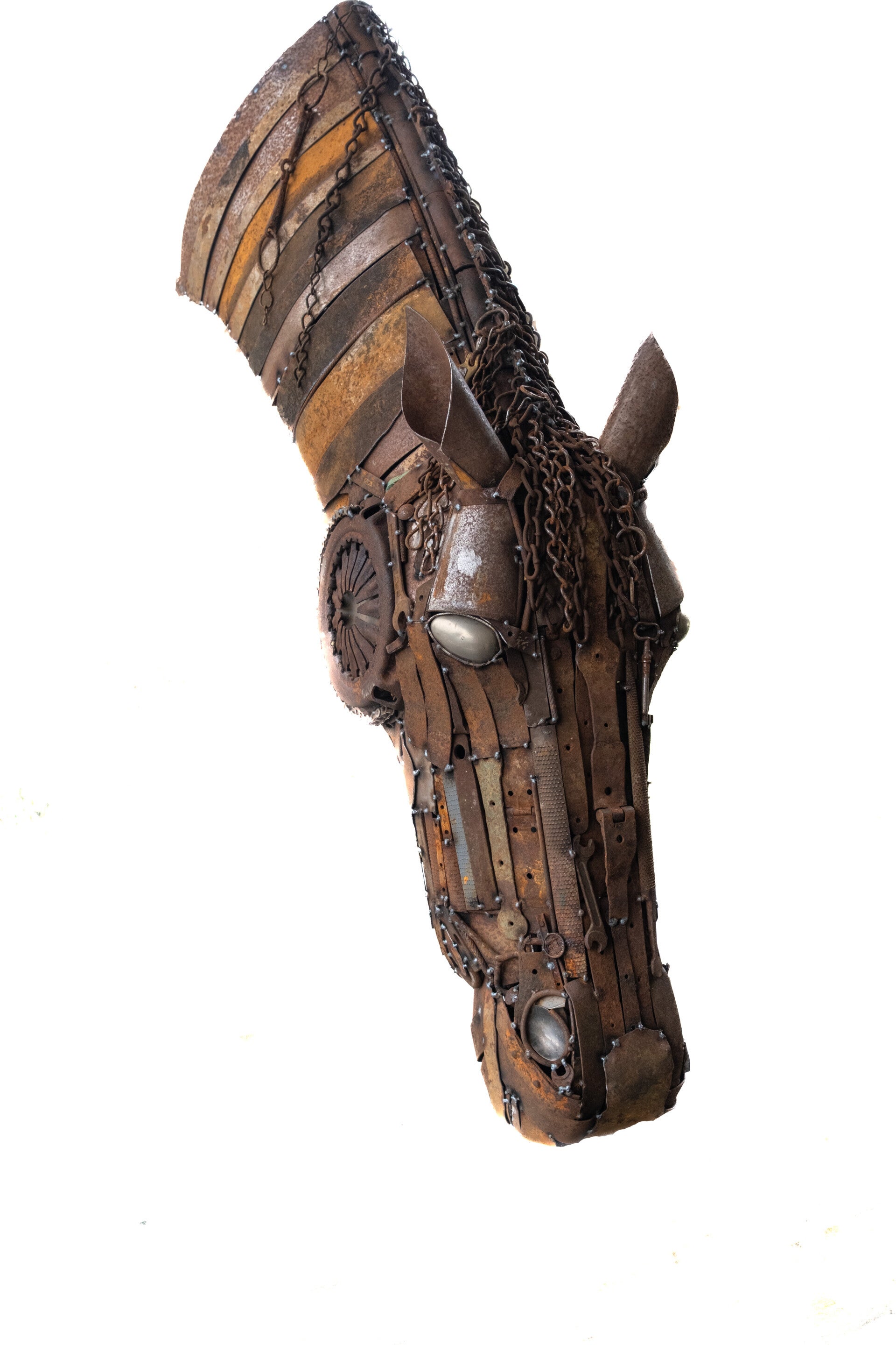 "DURST" Trinkender Pferdekopf – Upcycling-Metallskulptur (Unikat)