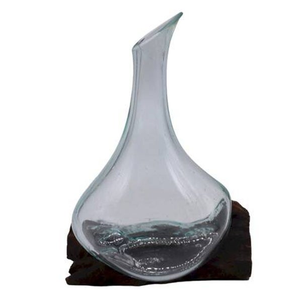 Mini Carafe Elancée en Verre Fondu Sur Bois