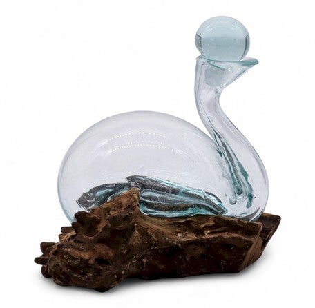 Carafe Canard En Verre Fondu Sur Bois Avec Bouchon