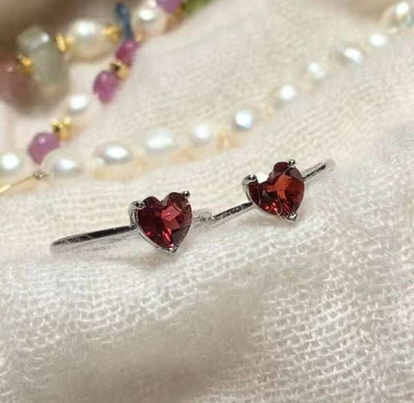 Bague cœur diamant Grenat ✨️🌷