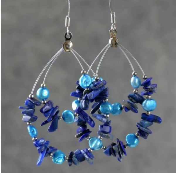 Boucle d'oreille créole lapis lazuli