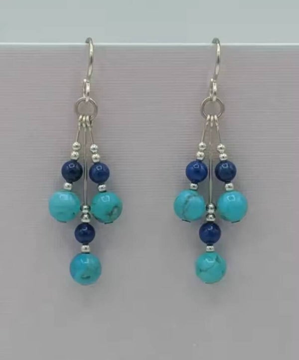 Boucle d'oreille turquoise lapis lazuli