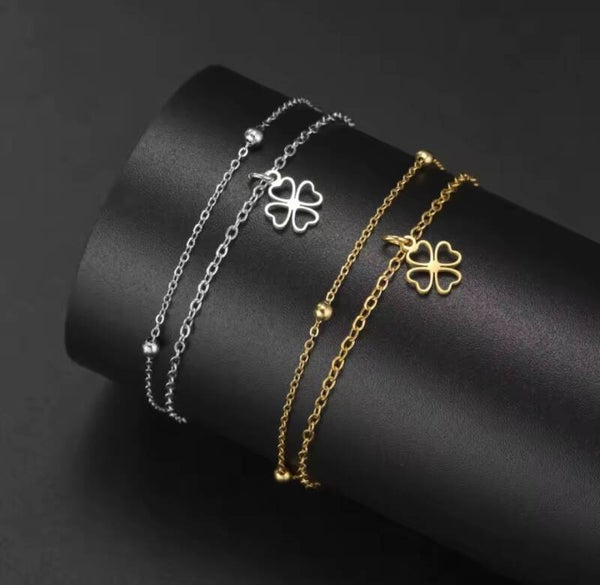Bracelet chaînette trèfle