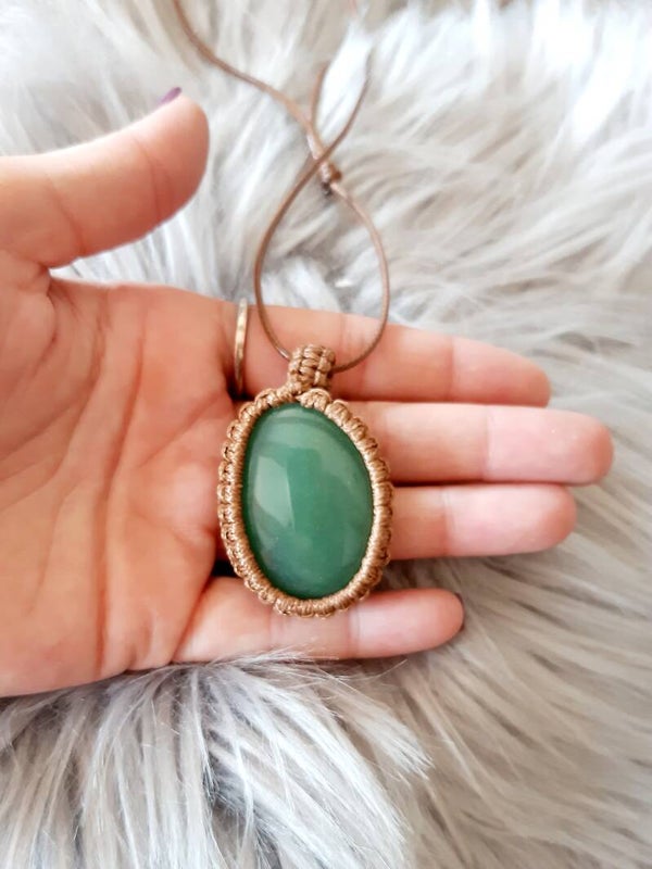 Collier macramé aventurine verte