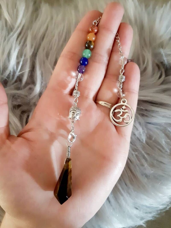 Pendule Bouddha chaînette œil de tigre