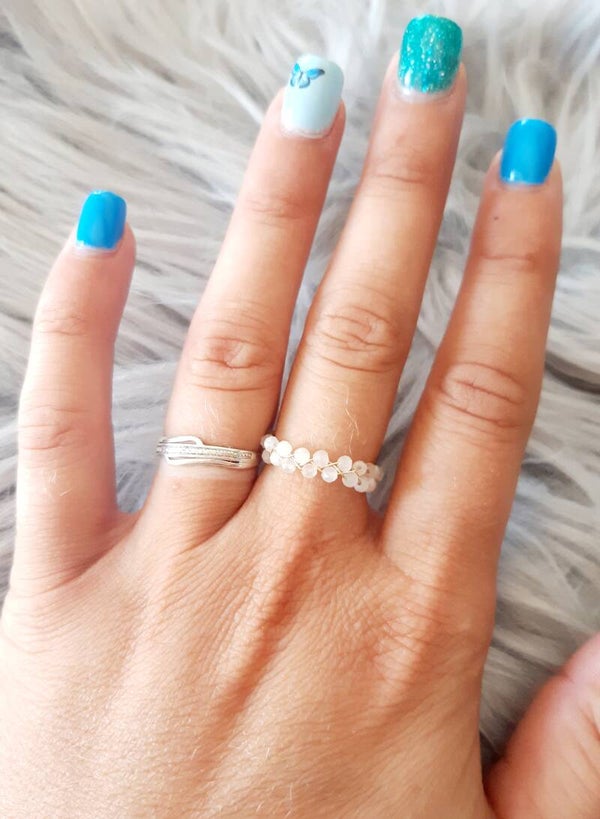 Bague chaînette réglable cristal de roche