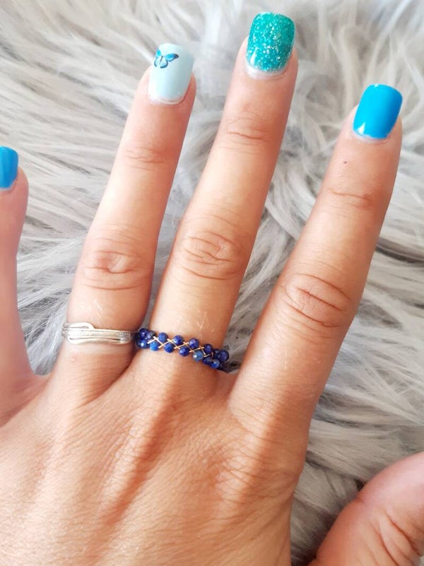Bague chaînette réglable lapis-lazuli