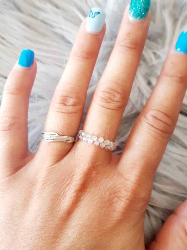 Bague chaînette réglable labradorite