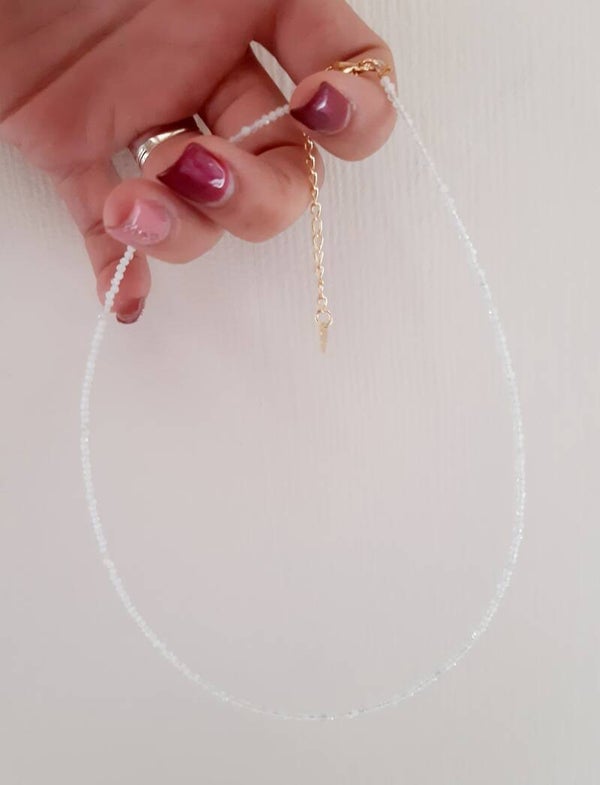 Collier ras de cou plaqué or cristal de roche
