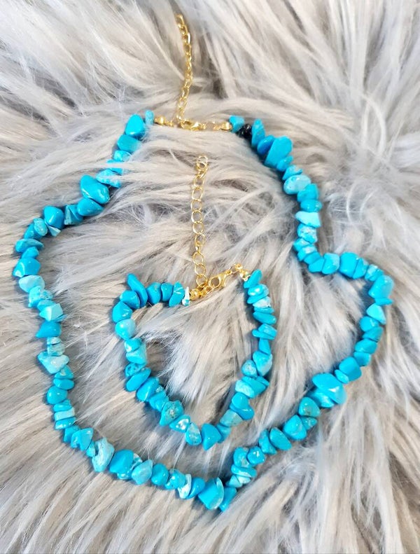 Parure plaqué or baroque turquoise