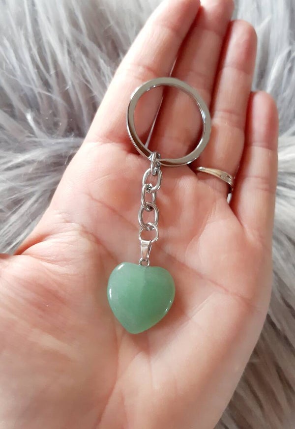 Porte-clé cœur aventurine verte