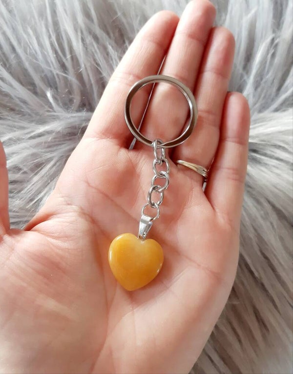 Porte-clé cœur calcite orange