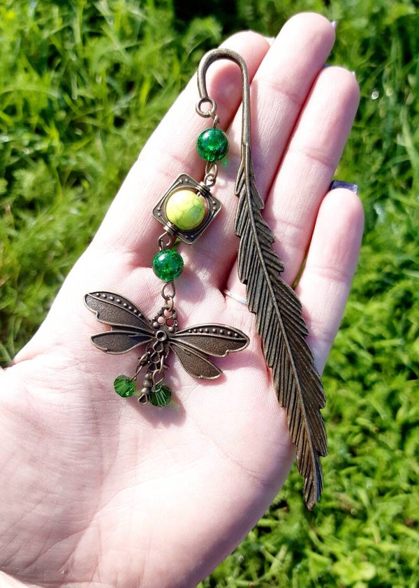 Marque page papillon opale vert