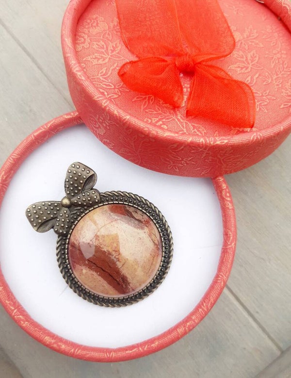 Broche agate bronze
