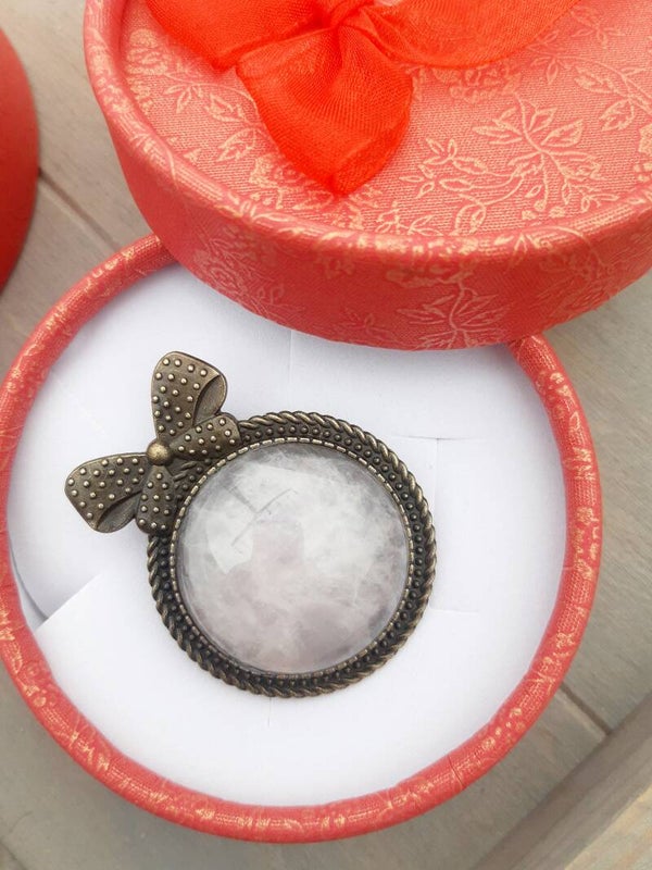 Broche quartz rose bronze