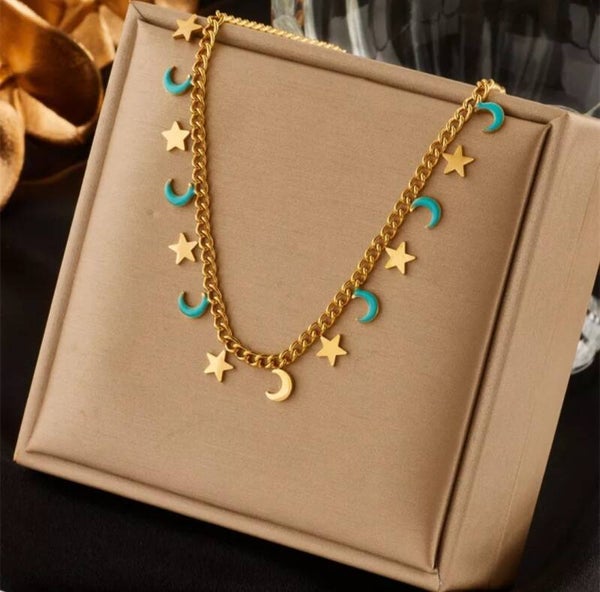 Collier plaqué or chic turquoise 4