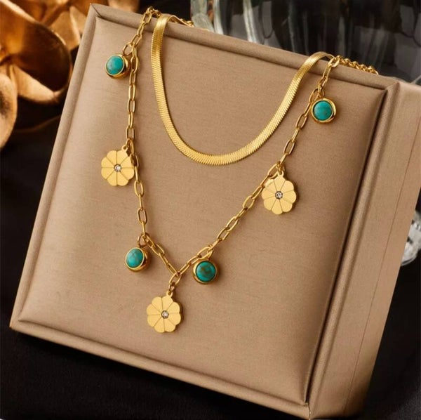 Collier plaqué or chic turquoise 11