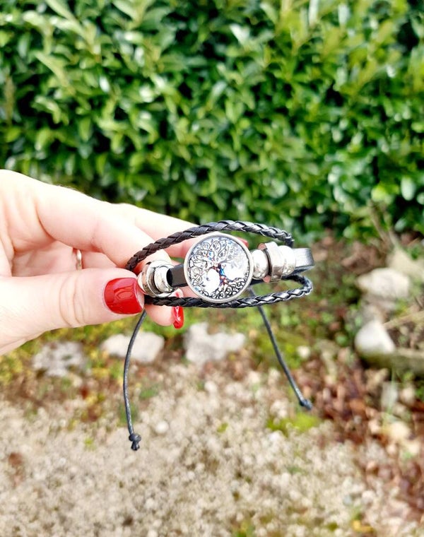 Bracelet cordon cuir arbre de vie 1
