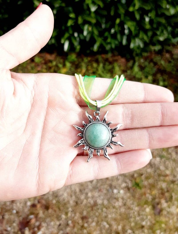 Collier acier inoxydable soleil amazonite