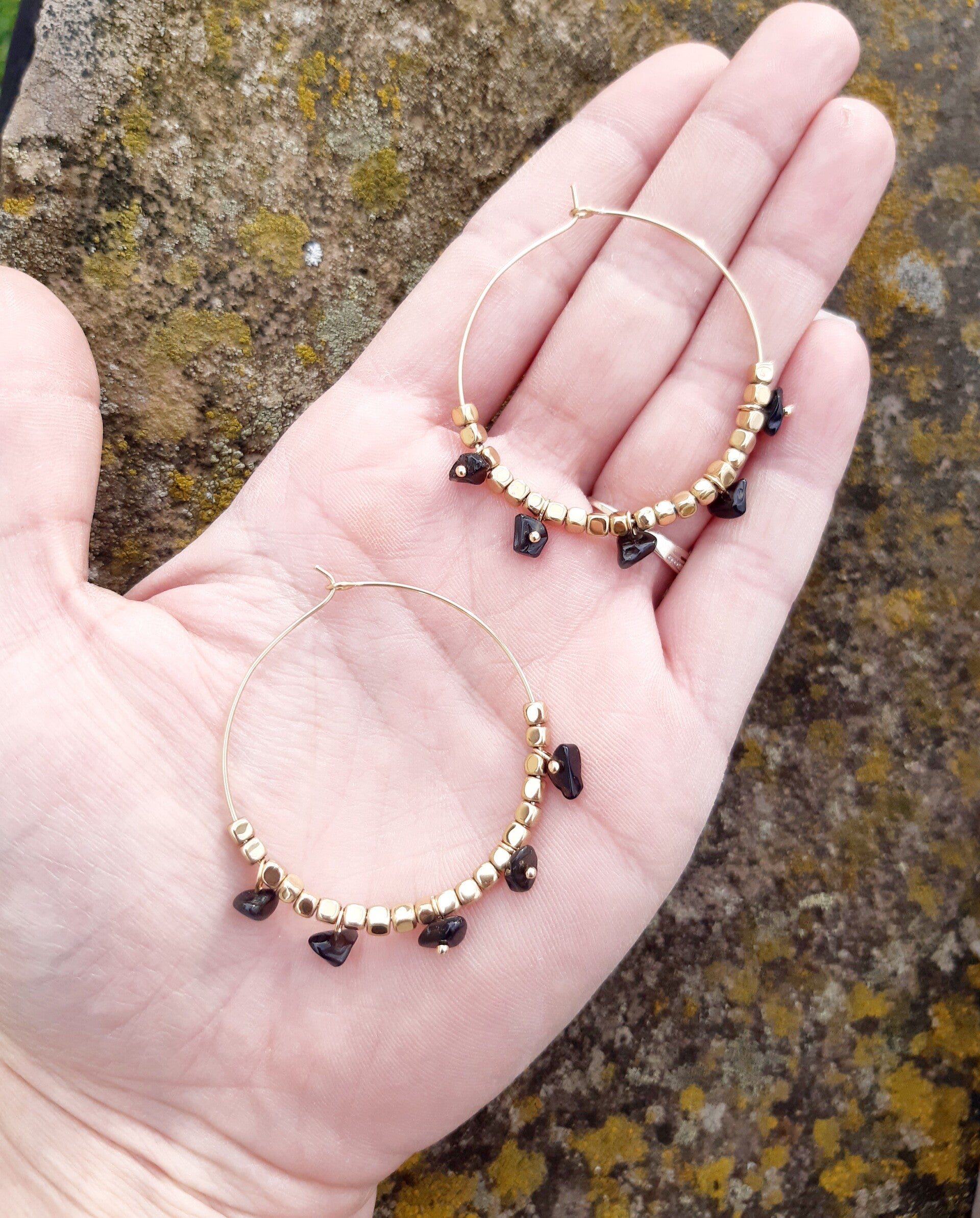 Boucle d'oreille créole plaqué or spinelle