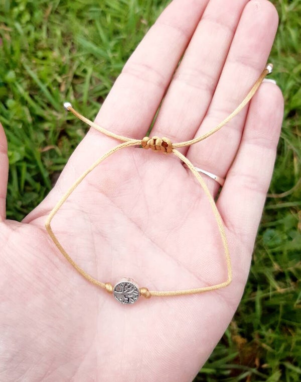 Bracelet porte-bonheur jaune pâle arbre de vie