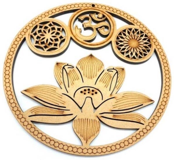 Plaque Murale Bois OM Lotus