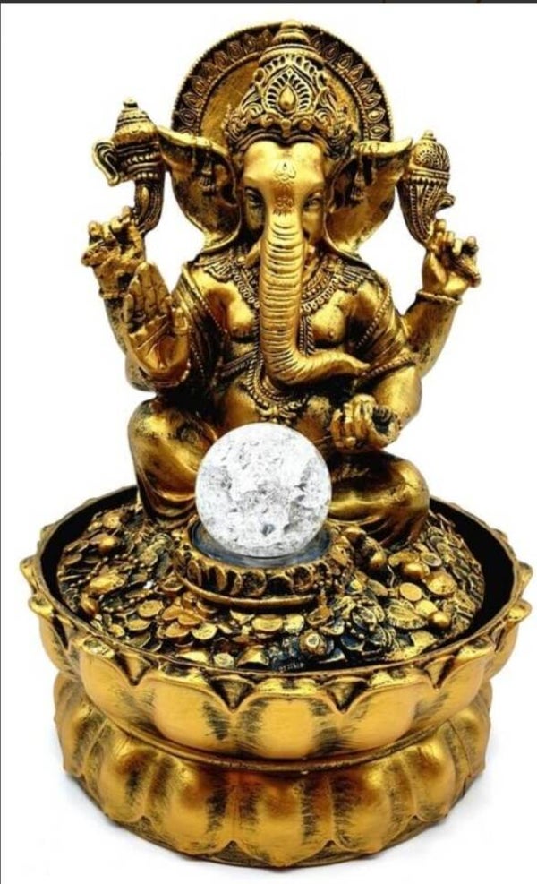 Fontaine Résine Ganesh Doré LED