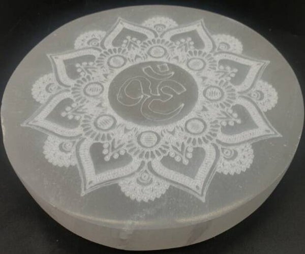 Porte-Encens Sélénite OM Motifs 10cm