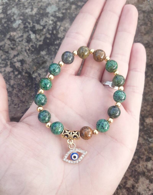 Bracelet perle 8mm zoisite œil