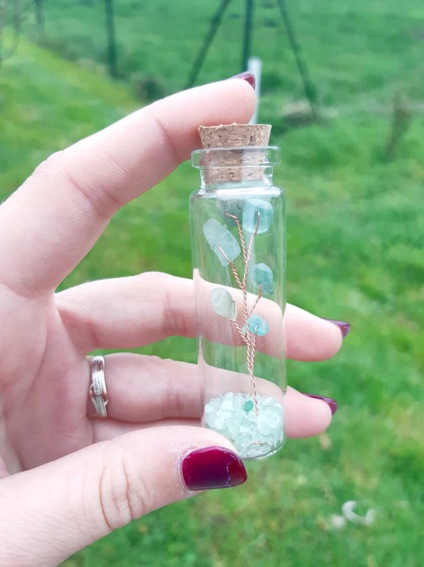 Fiole petit arbre aventurine verte