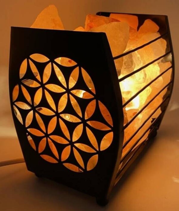 Lampe de sel panier fleur de vie