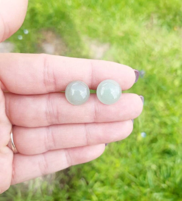 Boucle d'oreille puce aventurine verte