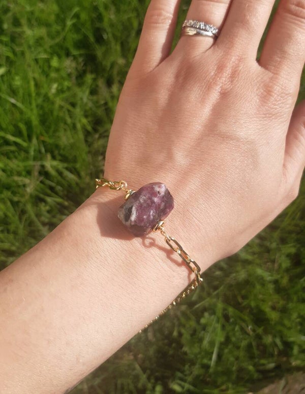 Bracelet plaqué or zoïsite brute