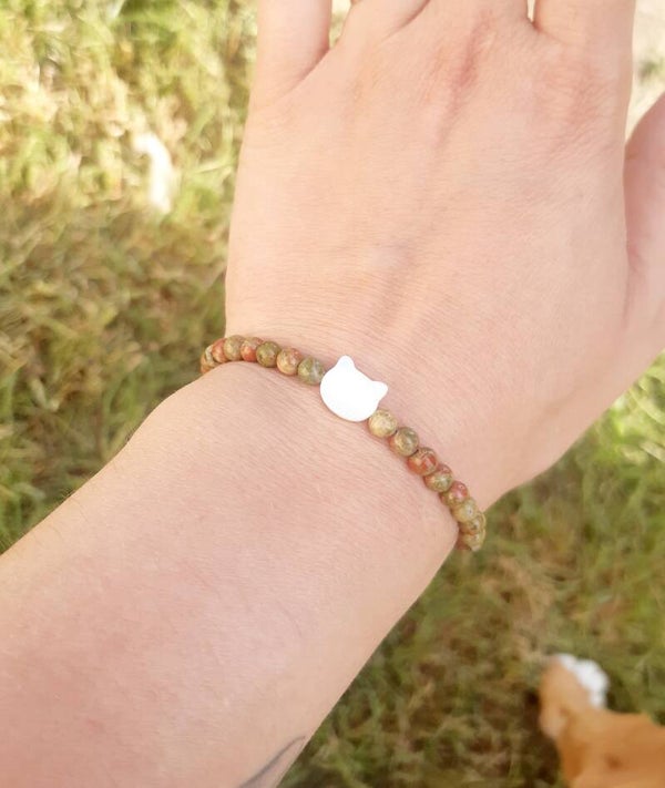 Bracelet chat unakite