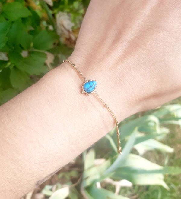 Bracelet plaqué or turquoise