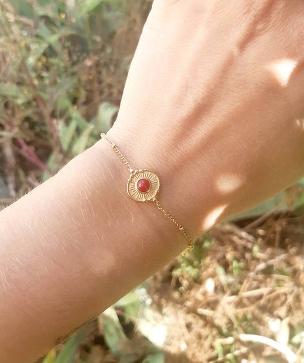 Bracelet plaqué or cornaline