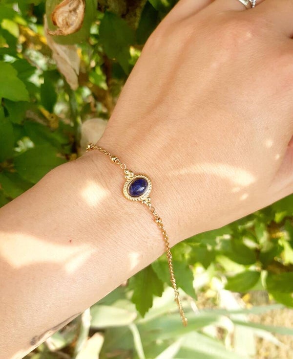 Bracelet plaqué or lapis-lazuli