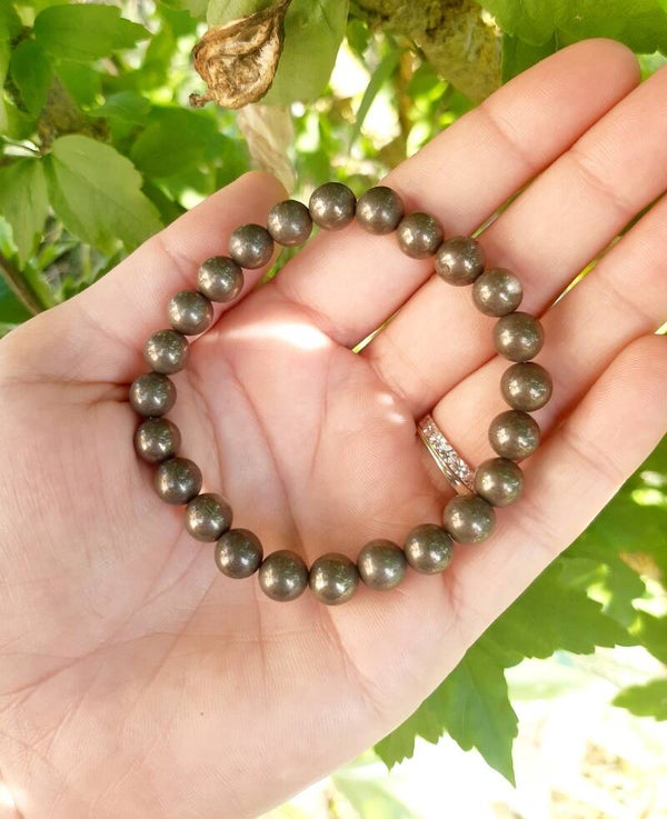 Bracelet perle 8mm pyrite
