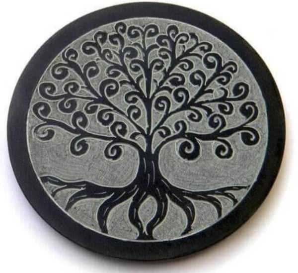 Porte-Encens Pierre Rond Arbre de Vie Racines 10cm