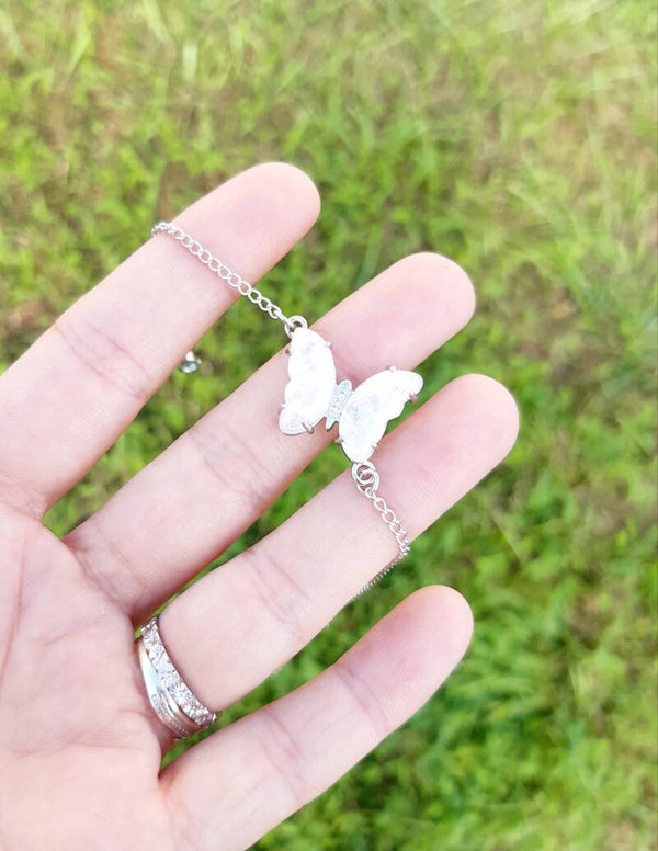 Bracelet acier inoxydable papillon quartz rose