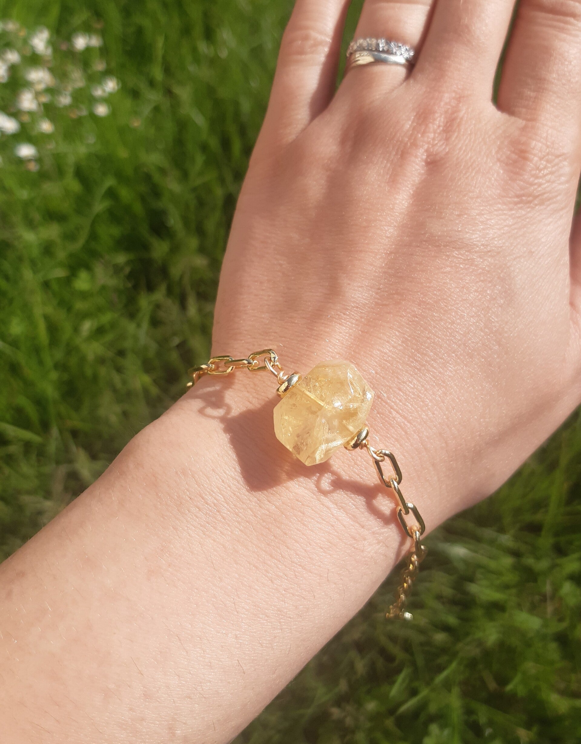 Bracelet plaqué or citrine brute