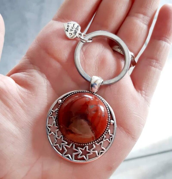 Porte-clé cabochon jaspe rouge