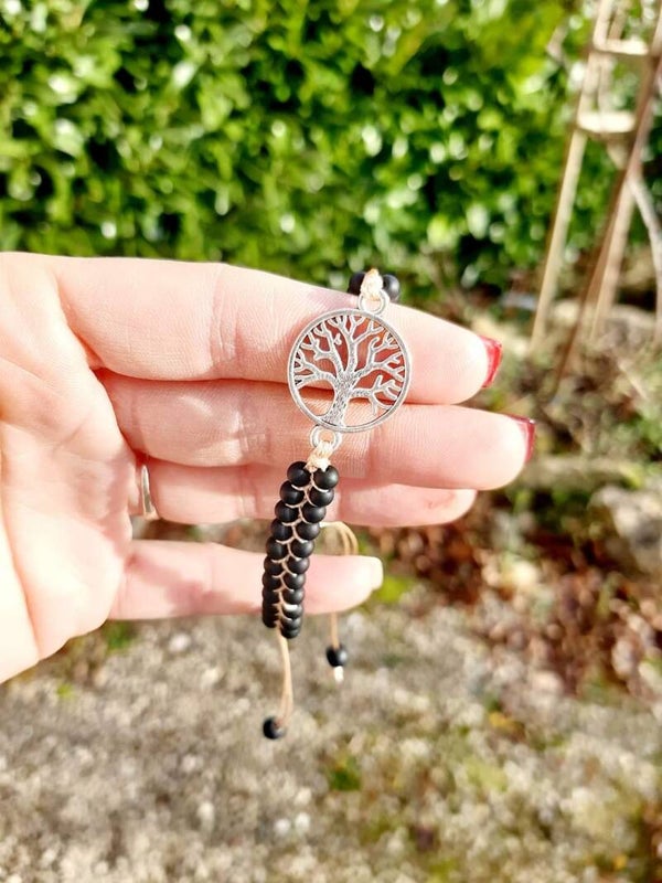 Bracelet cordon arbre de vie onyx