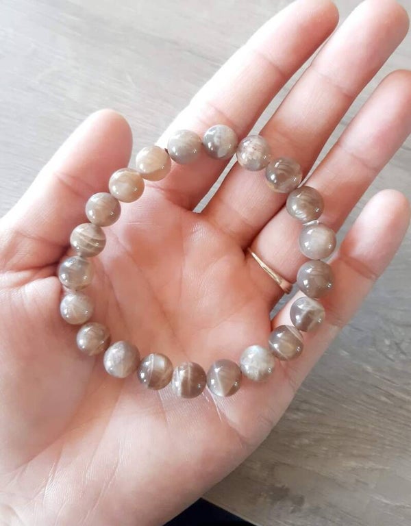 Bracelet perle 10mm pierre de lune