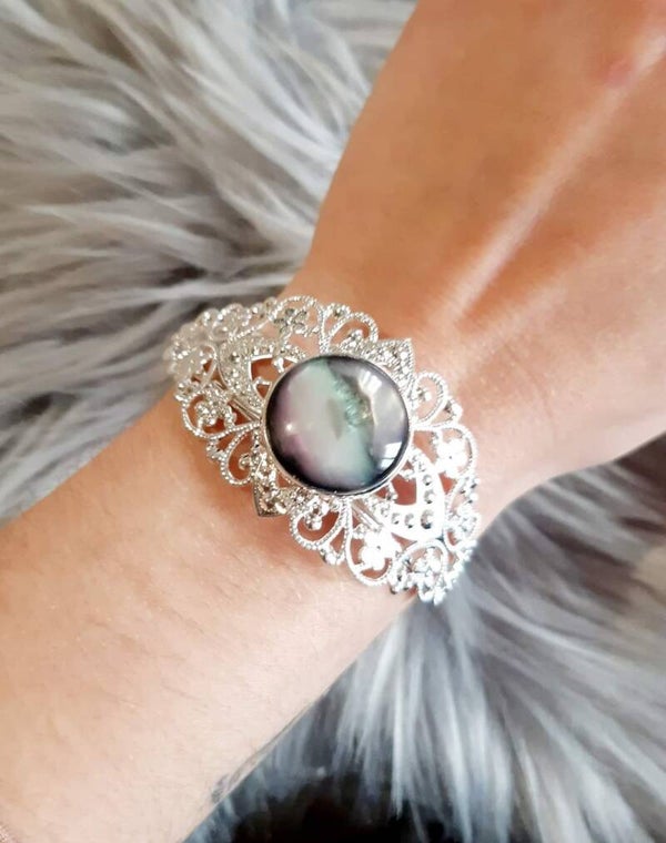 Bracelet manchette reine spectrolite