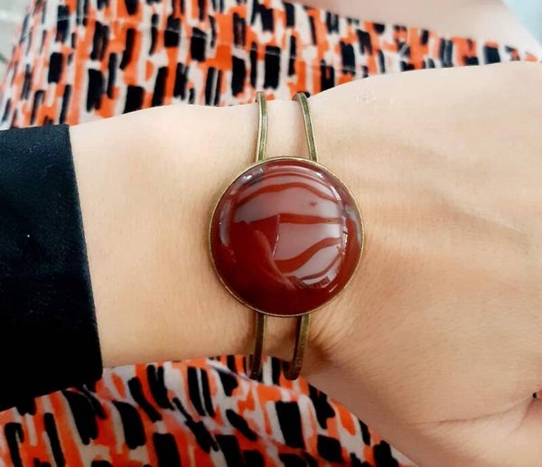 Bracelet manchette jaspe rouge