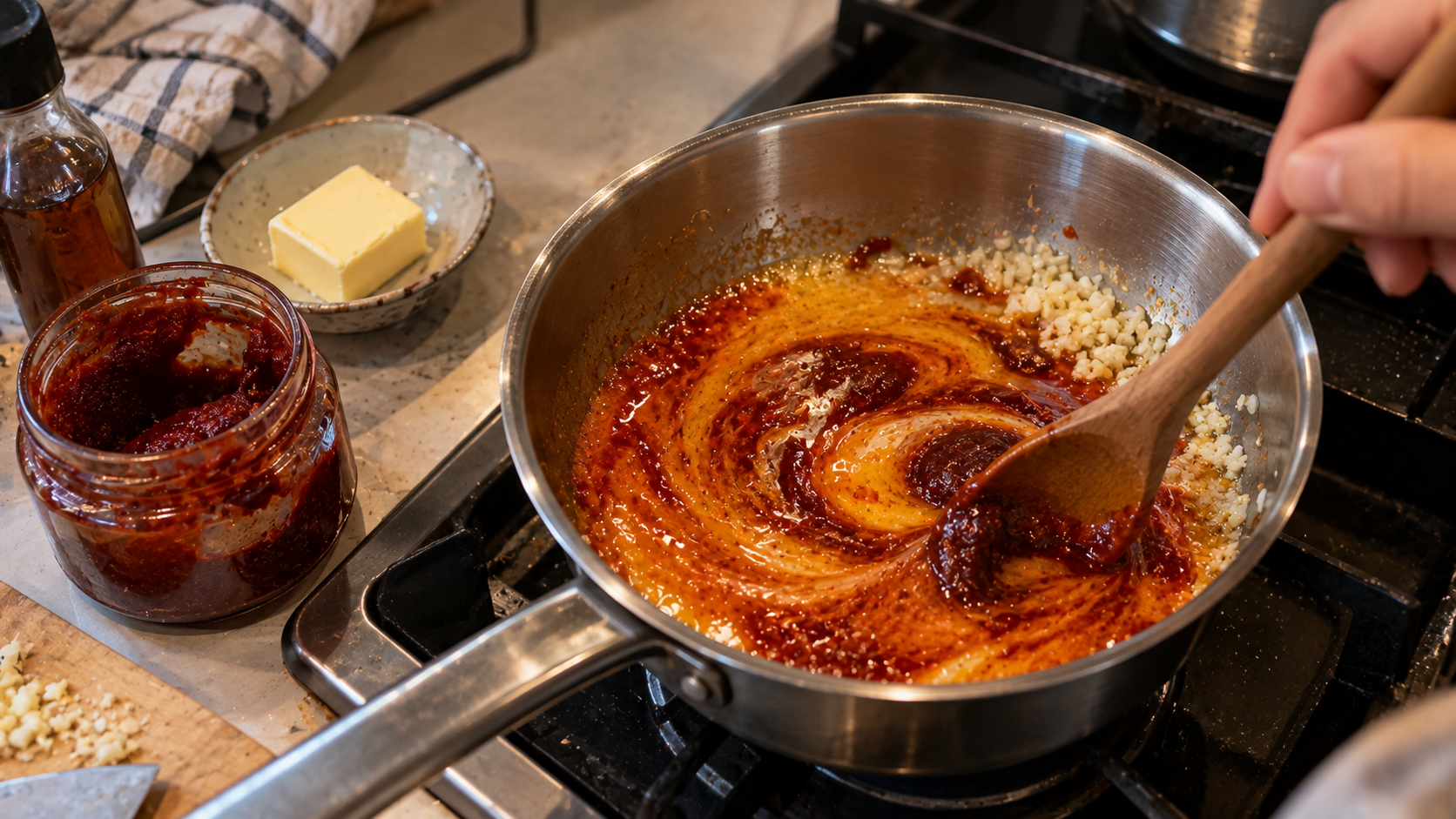 Gochujanboter bereiden voor bibimbap*