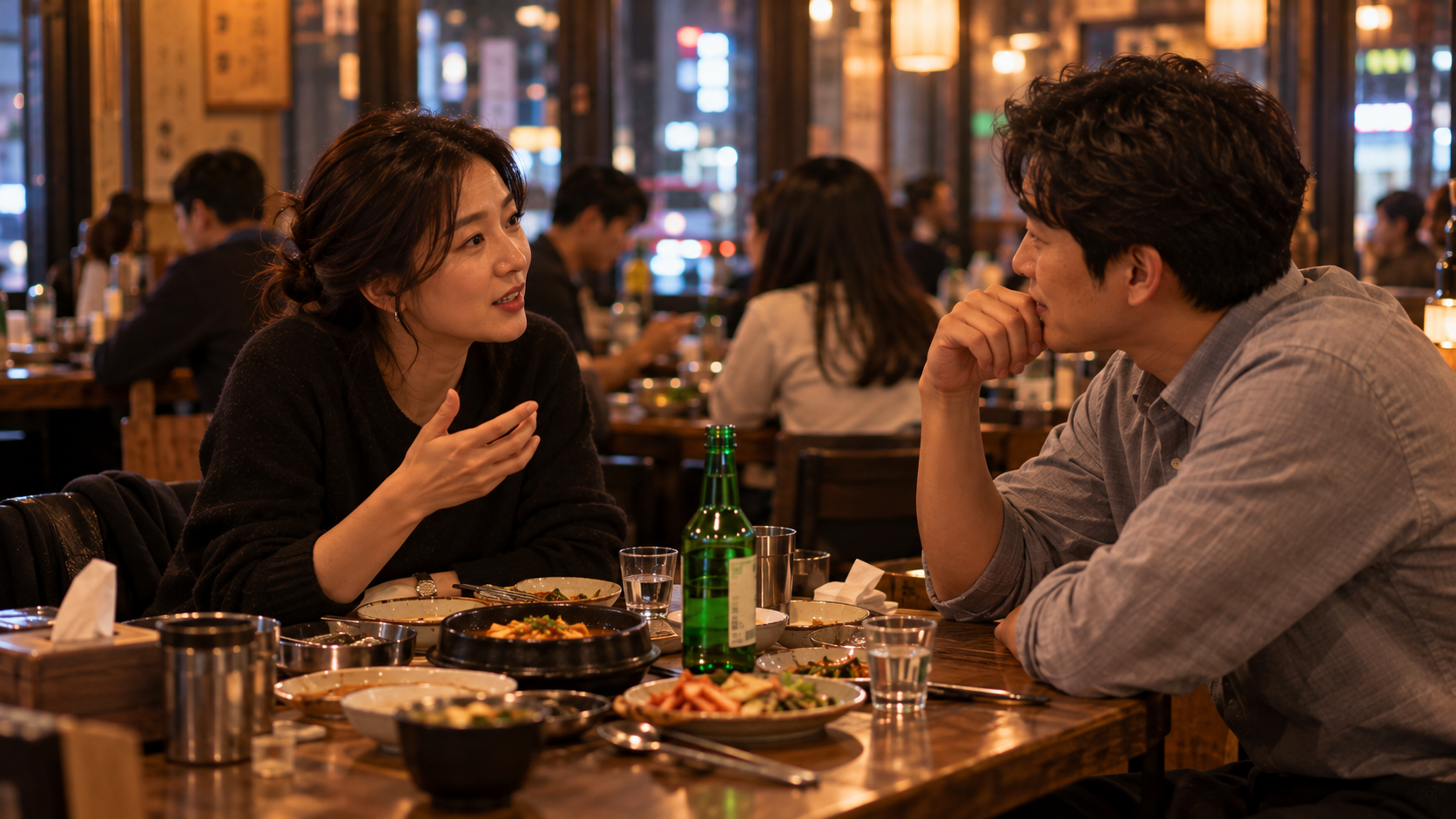 Een persoonlijk gesprek in een Koreaanse bar*