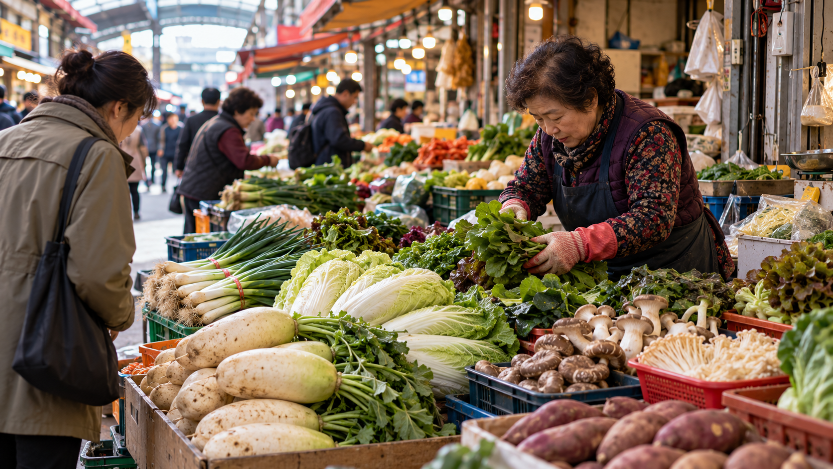 Verse prducten op een Koreaanse markt*